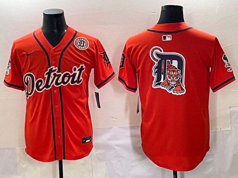 Men 2025 Detroit Tigers Blank Orange Fashion Nike MLB Jersey style 7155